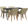 Image de vidaXL Salon de jardin avec coussins 5 pcs Beige Poly-Rattan