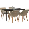 Image de vidaXL Salon de jardin avec coussins 5 pcs Beige Poly-Rattan