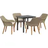 Image de vidaXL Salon de jardin avec coussins 5 pcs Beige Poly-Rattan