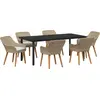 Image de vidaXL Salon de jardin avec coussins 7 pcs Beige Poly-Rattan