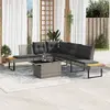 Image de vidaXL Ensemble de salon de jardin 2 pièces avec coussins Gris Poly rotin Verre