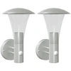 Image de vidaXL Lampes murales extérieures avec détecteur de mouvement 2 pcs. argent Acier inoxydable