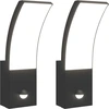 Image de vidaXL Lampes murales d'extérieur LED avec capteur 2 pcs. noir fonte d'aluminium