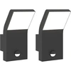 Image de vidaXL Lampes murales d'extérieur LED avec capteur 2 pcs. noir fonte d'aluminium