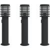 Image de vidaXL Lampes d'allée avec prise de courant 3 pcs noir 60 cm inox