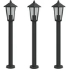 Image de vidaXL Lampes d'allée 3 pcs. noir 80 cm acier inoxydable