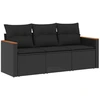 Image de vidaXL Ensemble de salon de jardin 3 pièces avec coussins noir poly rotin