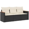 Image de vidaXL Ensemble de salon de jardin 3 pièces avec coussins noir poly rotin