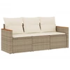 Image de vidaXL Ensemble de salon de jardin 3 pièces avec coussins Beige Poly Rattan
