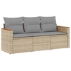 Image de vidaXL Ensemble de salon de jardin 3 pièces avec coussins Beige Poly Rattan