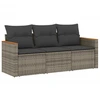 Image de vidaXL Ensemble de salon de jardin 3 pièces avec coussins Gris Poly rotin