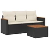 Image de vidaXL Ensemble de salon de jardin 4 pièces avec coussins noir poly rotin