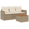 Image de vidaXL Ensemble de salon de jardin 4 pièces avec coussins Beige Poly Rattan