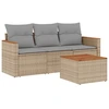 Image de vidaXL Ensemble de salon de jardin 4 pièces avec coussins Beige Poly Rattan