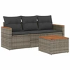 Image de vidaXL Ensemble de salon de jardin 4 pièces avec coussins Gris Poly rotin