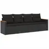 Image de vidaXL Ensemble de salon de jardin 4 pièces avec coussins noir poly rotin