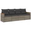 Image de vidaXL Ensemble de salon de jardin 4 pièces avec coussins Gris Poly rotin