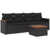 Image de vidaXL Ensemble de salon de jardin 5 pièces avec coussins noir poly rotin