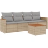 Image de vidaXL Ensemble de salon de jardin 5 pièces avec coussins Beige Poly Rattan