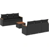 Image de vidaXL Ensemble de salon de jardin 7 pièces avec coussins noir poly rotin