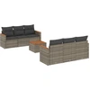 Image de vidaXL Ensemble de salon de jardin 7 pièces avec coussins Gris Poly rotin