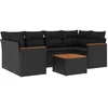 Image de vidaXL Ensemble de salon de jardin 7 pièces avec coussins noir poly rotin