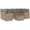 Image de vidaXL Ensemble de salon de jardin 7 pièces avec coussins Beige Poly Rattan