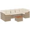 Image de vidaXL Ensemble de jardin canapé 8 pièces avec coussins Beige Poly Rattan