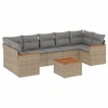 Image de vidaXL Ensemble de jardin canapé 8 pièces avec coussins Beige Poly Rattan