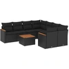 Image de vidaXL Ensemble de salon de jardin 9 pièces avec coussins noir poly rotin