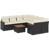 Image de vidaXL Ensemble de salon de jardin 9 pièces avec coussins noir poly rotin