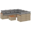 Image de vidaXL Ensemble de salon de jardin 9 pièces avec coussins beige Poly rotin
