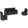 Image de vidaXL Ensemble de salon de jardin 5 pièces avec coussins noir poly rotin