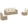 Image de vidaXL Ensemble de salon de jardin 5 pièces avec coussins Beige Poly Rattan