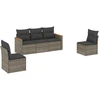 Image de vidaXL Ensemble de salon de jardin 5 pièces avec coussins Gris Poly rotin