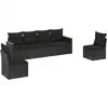 Image de vidaXL Ensemble de salon de jardin 6 pièces avec coussins noir poly rotin