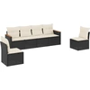Image de vidaXL Ensemble de salon de jardin 6 pièces avec coussins noir poly rotin