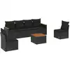 Image de vidaXL Ensemble de salon de jardin 7 pièces avec coussins noir poly rotin