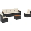 Image de vidaXL Ensemble de salon de jardin 7 pièces avec coussins noir poly rotin