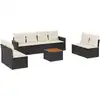 Image de vidaXL Ensemble de salon de jardin 9 pièces avec coussins noir poly rotin