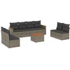 Image de vidaXL Ensemble de salon de jardin 9 pièces avec coussins Gris Poly rotin