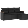Image de vidaXL Ensemble de salon de jardin 4 pièces avec coussins noir poly rotin