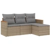 Image de vidaXL Ensemble de salon de jardin 4 pièces avec coussins Beige Poly Rattan