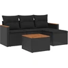 Image de vidaXL Ensemble de salon de jardin 5 pièces avec coussins noir poly rotin