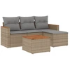 Image de vidaXL Ensemble de salon de jardin 5 pièces avec coussins Beige Poly Rattan