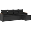 Image de vidaXL Ensemble de salon de jardin 5 pièces avec coussins noir poly rotin