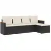 Image de vidaXL Ensemble de salon de jardin 5 pièces avec coussins noir poly rotin