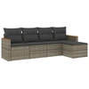 Image de vidaXL Ensemble de salon de jardin 5 pièces avec coussins Gris Poly rotin
