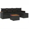 Image de vidaXL Ensemble de salon de jardin 6 pièces avec coussins noir poly rotin