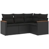 Image de vidaXL Ensemble de salon de jardin 4 pièces avec coussins noir poly rotin